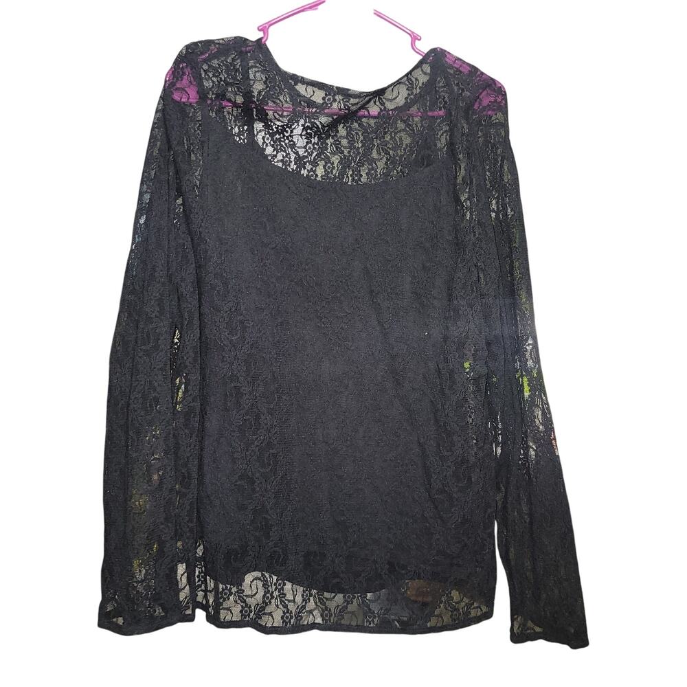 Lauren Ralph Lauren Black Sheer Lace Top 2 piece 3XL